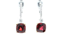 Asscher Cut Red Spinel Drop Earrings - 8.7 Carat