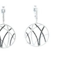 White and Black Diamond Bamboo Forest Circle Drop Earrings