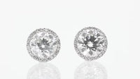 Round Diamond Halo Studs - 4 Carat