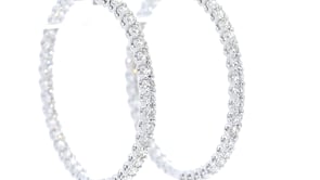 Diamond Studded White Gold Hoop Earrings - 5 Carat