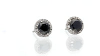 Black Diamond Halo Stud Earrings - 2.4 Carat