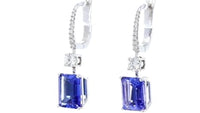 Blue Tanzanite and Diamond Dangling Earrings - 6.4 Carat