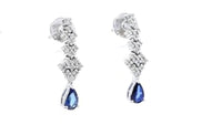 Pear Shaped Ocean Blue Sapphire Dangling Earrings - .8 Carat