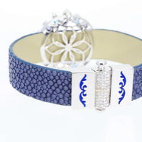 Stingray Leather Bracelet With Blue Sapphires - 4.62 Carat