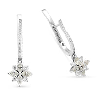 Diamond Flower Drop Earrings - 1 Carat