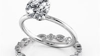 Round Brilliant Hidden Halo Engagement Ring Bridal Set - 401