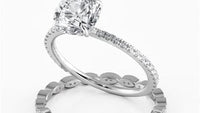 Round Brilliant Cut Hidden Halo Pave Engagement Ring Bridal Set - 402