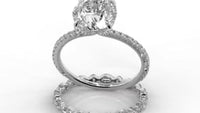 Round Brilliant Cut Hidden Halo Pave Band Engagement Ring Bridal Set - 404