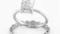 Radiant Cut Hidden Halo Engagement Ring Bridal Set - 485