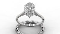 Pear Drop Cut Hidden Halo Cathedral Engagement Ring Bridal Set - 501