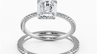 Hidden Halo Emerald Diamond Engagement Ring Set For Women- 725