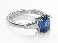 Side Stone Cushion Cut Sapphire Ring - 2.54 Carat