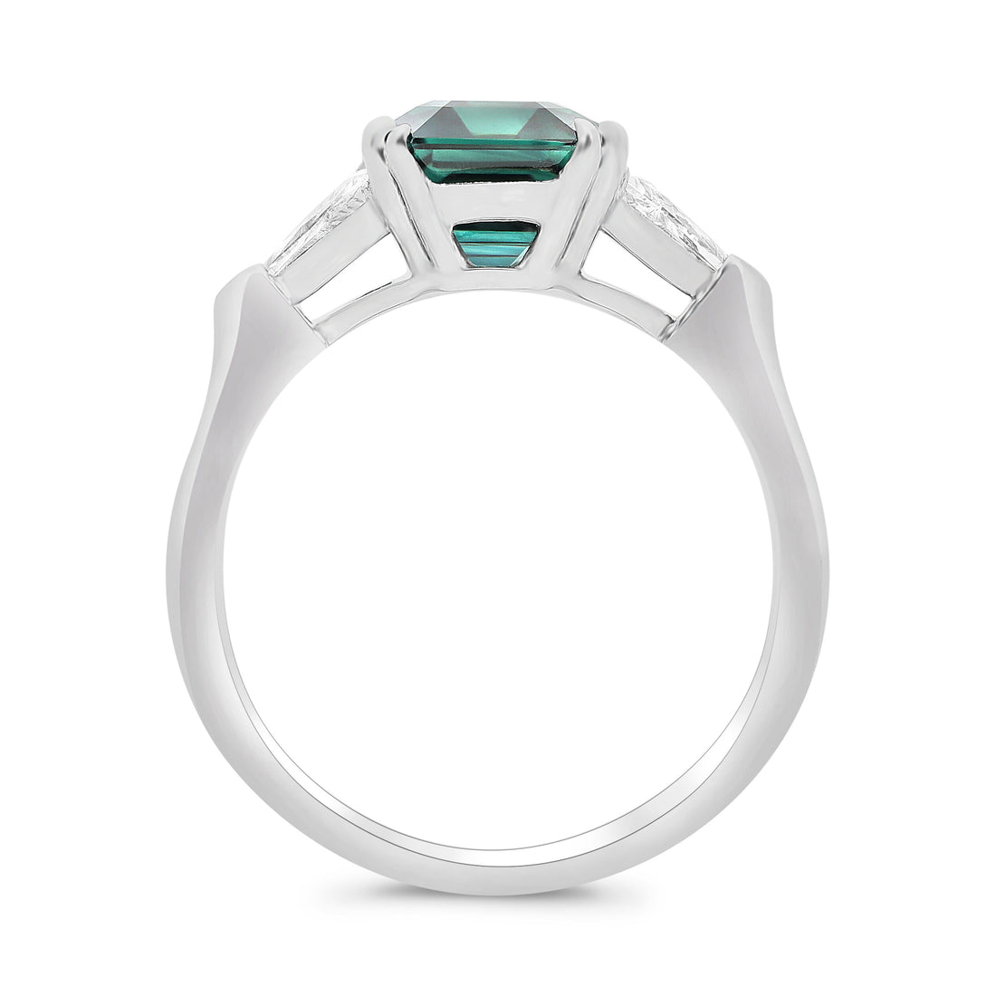 Green Sapphire Three Stone Ring