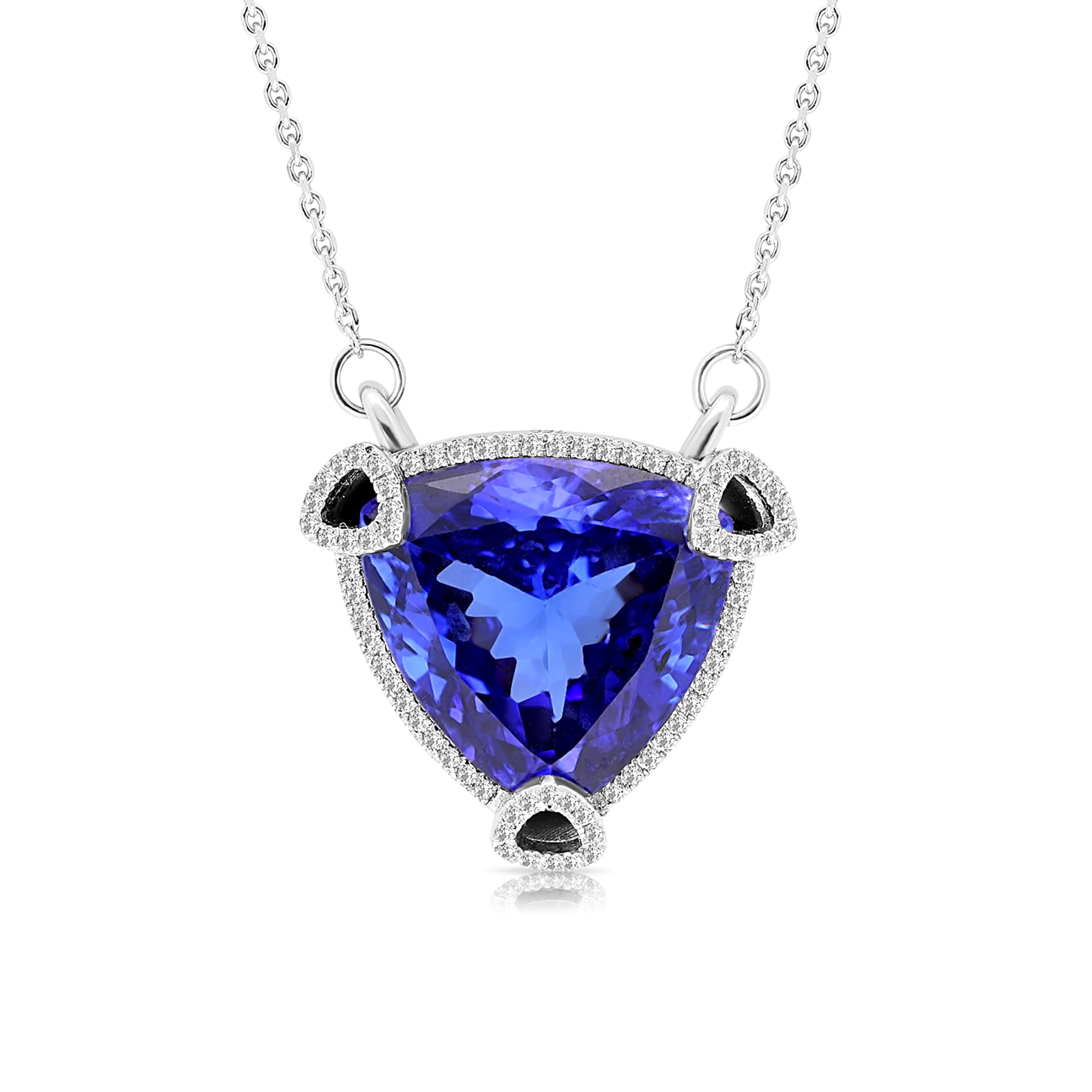 Gemstone Triangular Tanzanite Pendant Necklace - 18.7 Carat