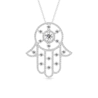 Diamond Hamsa Pendant Necklace - 1.75 Carat
