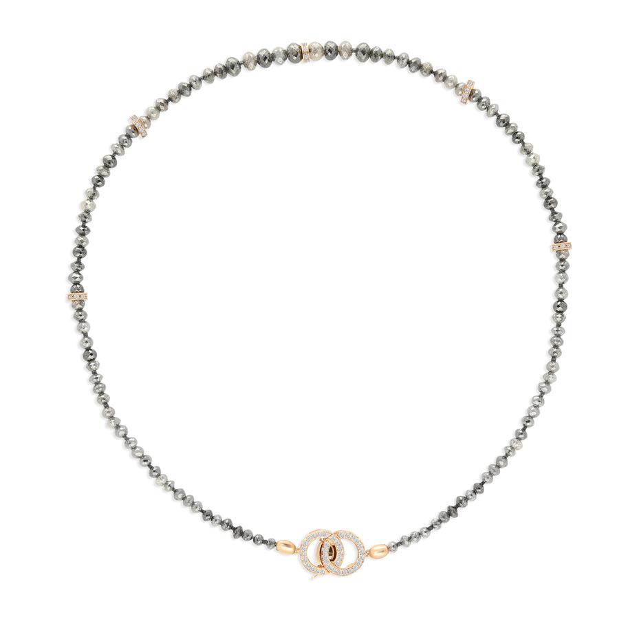 Black and Gray Diamond Beaded Necklace - 62.36