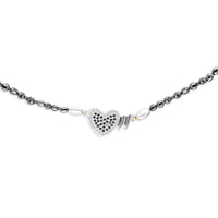 Black Diamonds Beaded Necklace Heart Box Clasp - 38 Carat
