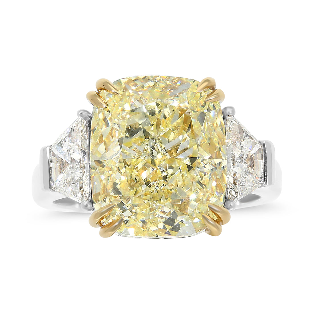Cushion Cut Fancy Yellow Engagement Ring -11.28 Carat