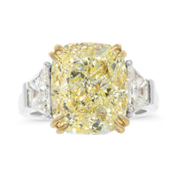 Cushion Cut Fancy Yellow Engagement Ring -11.28 Carat