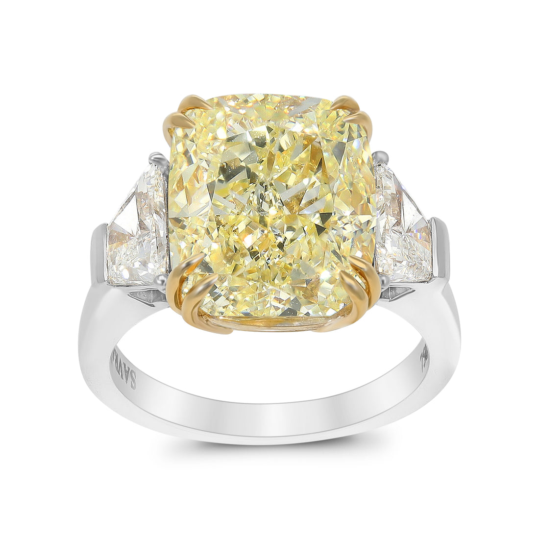 Cushion Cut Fancy Yellow Engagement Ring -11.28 Carat