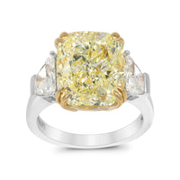 Cushion Cut Fancy Yellow Engagement Ring -11.28 Carat