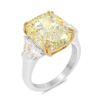Cushion Cut Fancy Yellow Engagement Ring -11.28 Carat