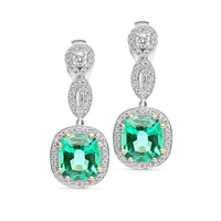 Cushion Cut Green Emerald Infinity Drop Earrings - 6 Carat