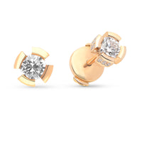 Rose Gold Round Diamond Studs in a Split Bezel Setting - 0.7 Carat