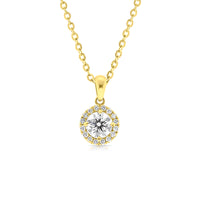 Classic Halo Pendant Diamond Necklace - .49 Carat