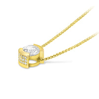 Classic Diamond Pendant in a Half Bezel Invisible Pave Setting - .6 Carat