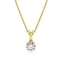 Classic Round Brilliant Cut Diamond Pendant in Yellow Gold - .5 Carat