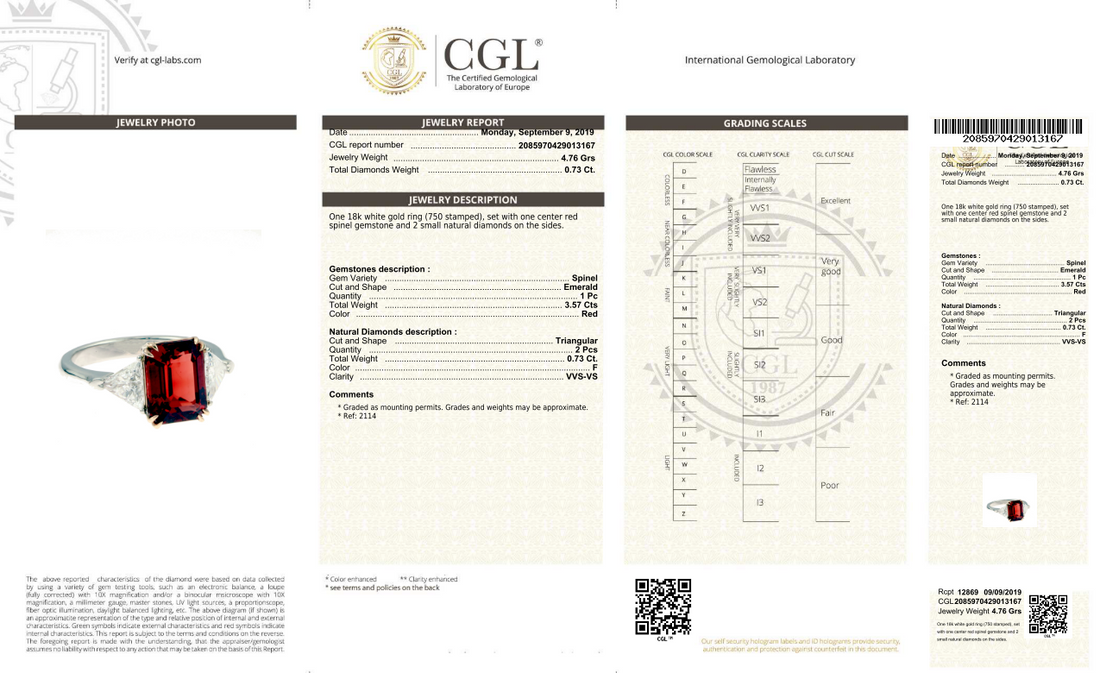 Emerald Cut Red Spinel Ring - 4.2 Carat