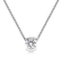 Classic Diamond Pendant in a Half Bezel Invisible Pave Setting - .6 Carat