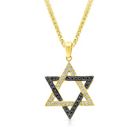 White and Black Diamonds Intertwining Star Of David Pendant - .43 Carat