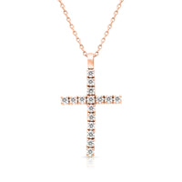 Rose Gold Diamond Cross Pendant - .47 Carat