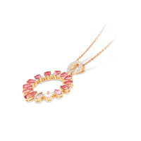 Pink Gemstone and Diamond Open Circle Necklace - 5.6 Carat