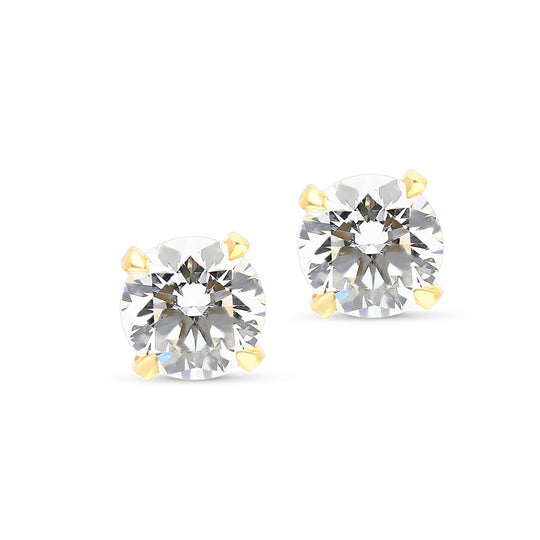 Yellow Gold Classic Solitaire Diamond Studs - 1.1 Carat