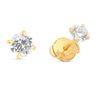 Classic Yellow Gold Solitaire Diamond Studs -1 Carat