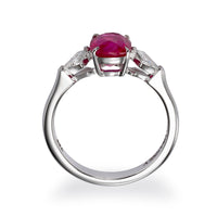 Cushion Cut Natural Ruby Ring - 2.4 Carat
