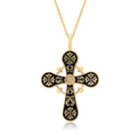 Two Sided Royal Eastern Orthodox Baptismal Cross Pendant - .45 Carat