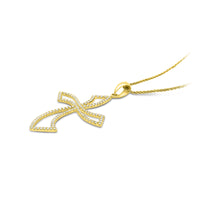 Curvy Diamond Cross Pendant - .70 Carat
