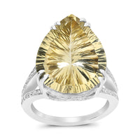 Pear Shape Green Quartz Gemstone Cocktail Ring