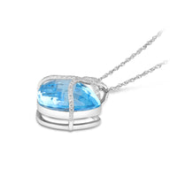 Natural Blue Topaz Pendant Necklace - 16 Carat