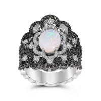 Black and White Diamond Antique Style Estate Ring