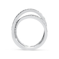 White and Black Diamond Crossover Pave Diamond Ring