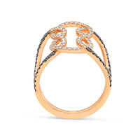 White and Black Diamond Infinity Loop Ring