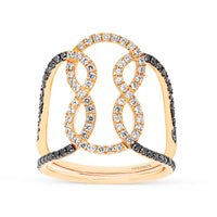 White and Black Diamond Infinity Loop Ring