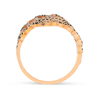 White and Black Diamond Bypass Leaf Ring