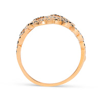White and Black Diamond Bypass Leaf Ring