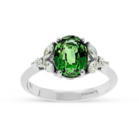 Oval Cut Natural Green Sapphire Birthstone Ring